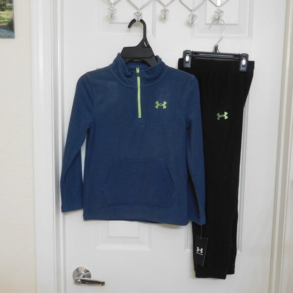 NWT 2pc Under Armour Downpour Gray 1/4 Zip Fleece Shirt & Pants Set sz 6 - Picture 1 of 1